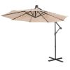 10 Feet Patio Solar Powered Cantilever Umbrella with Tilting System - Beige