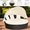 Patio Round Daybed Rattan Furniture Sets with Canopy - as show