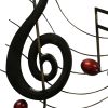 26 Inch Handmade Metal Wall Mount Accent Decor with Musical Notes and Treble Clef; Black; Red