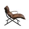 Zulgaz Accent Chair in Cocoa Top Grain Leather &amp; Matt Iron Finish 59951 - as Pic