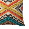 18 x 18 Square Cotton Accent Throw Pillow; Aztec Tribal Inspired Pattern; Trimmed Fringes; Multicolor - as Pic