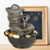 9.84inches Cascading Resin-Rock Falls Tabletop Water Fountain with LED Lights&Ball, Indoor Oudoor Decorative Tabletop Fountain - 9.84inches