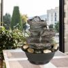 9.84inches Cascading Resin-Rock Falls Tabletop Water Fountain with LED Lights&Ball, Indoor Oudoor Decorative Tabletop Fountain - 9.84inches