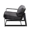 Locnos Accent Chair in Gray Top Grain Leather &amp; Black Finish 59944 - as Pic