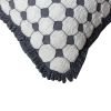 18 x 18 Handcrafted Square Cotton Accent Throw Pillow; Woven; Dotted Tile Design; White; Gray - as Pic