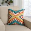 18 x 18 Square Cotton Accent Throw Pillow; Aztec Tribal Inspired Pattern; Trimmed Fringes; Multicolor - as Pic