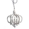 Antiqued Wood And Metal Chandelier; White