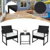 Free shipping 3 Pieces Patio Set Outdoor Wicker Patio Furniture Sets Modern Bistro Set Rattan Chair Conversation Sets with Coffee Table for Yard