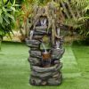 47&quot; Tall Indoor/Outdoor Water Fountain Rainforest Waterfall with LED Lights - as Pic