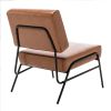 Wire Metal Frame Slipper Chair; Armless Accent Chair Lounge Chair for Living Room; Bedroom; Home Office; Brown PU - as Pic