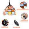 Plug in Pendant Light Fixtures;  Tiffany Hanging Lights with Plug in Cord;  Outdoor Plug in Chandelier for Gazebo Porch - Colorful