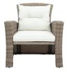 Patio Furniture Set;  4 Piece Outdoor Conversation Set All Weather Wicker Sectional Sofa with Ottoman and Cushions - Beige