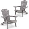 Wood Lounge Patio Chair for Garden Outdoor Wooden Folding Adirondack Chair Set of 2 Solid Cedar Wood Lounge Patio Chair for Garden