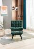 Modern Soft Velvet Fabric Material Large Width Accent Chair Leisure Chair Armchair TV Chair Bedroom Chair With Ottoman Black Legs  - Dark Green