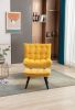 Modern Soft Velvet Fabric Material Large Width Accent Chair Leisure Chair Armchair TV Chair Bedroom Chair With Ottoman Black Legs - Yellow