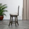 24" Counter Height X-Back Swivel Stool; Weathered Gray Finish; Beige Fabric Seat