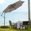 10 Feet Patio Solar Powered Cantilever Umbrella with Tilting System - Coffee