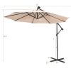 10 Feet Patio Solar Powered Cantilever Umbrella with Tilting System - Beige