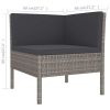 vidaXL 3 Piece Patio Lounge Set with Cushions Poly Rattan Gray - Grey