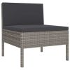 vidaXL 3 Piece Patio Lounge Set with Cushions Poly Rattan Gray - Grey