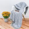 Back Printed Sherpa Throw With Tassels-Blue-50&rdquo;*60&rdquo; (2 Pack Set Of 2) - as Pic