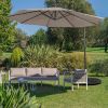 10 Feet Patio Solar Powered Cantilever Umbrella with Tilting System - Beige