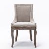 Furniture; Ultra Side Dining Chair;  Thickened fabric chairs with neutrally toned solid wood legs;  Bronze nail head;  Set of 2 - Beige