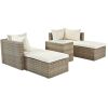 Outdoor Patio Furniture Set, 5-Piece Wicker Rattan Sectional Sofa Set - Beige