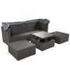 Outdoor Patio Rectangle Daybed with Retractable Canopy, Wicker Furniture Sectional Seating with Washable Cushions, Backyard, Porch - Gray