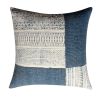 Dae 24 x 24 Square Handwoven Cotton Accent Throw Pillow; Classic Simple Kilim Pattern; Blue; Off White; DunaWest - Default