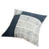 Dae 24 x 24 Square Handwoven Cotton Accent Throw Pillow; Classic Simple Kilim Pattern; Blue; Off White; DunaWest - Default