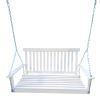 Front Porch Swing with Armrests;  Wood Bench Swing with Hanging Chains; for Outdoor Patio ; Garden Yard;  porch;  backyard;  or sunroom - white