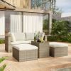 Outdoor Patio Furniture Set, 5-Piece Wicker Rattan Sectional Sofa Set - Beige