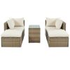 Outdoor Patio Furniture Set, 5-Piece Wicker Rattan Sectional Sofa Set - Beige