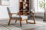 Leisure Chair with Solid Wood Armrest and Feet; Mid-Century Modern Accent chair; for Living Room Bedroom Studio chair - as Pic