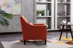 Accent armchair livingroom chair with nailheads and solid wood legs Orange Linen - Default