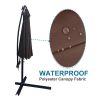 10 ft Outdoor Patio Umbrella Solar Powered LED Lighted Sun Shade Market Waterproof 8 Ribs Umbrella with Crank and Cross Base