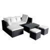 vidaXL 4 Piece Patio Lounge Set with Cushions Poly Rattan Black - Black