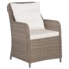 vidaXL Patio Chairs with Cushions 2 pcs Poly Rattan Brown - Brown