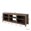 TV stand furniture with 6 storage compartments and 1 shelf cabinet; Walnut