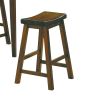 24-inch Counter Height Stools 2pc Set Saddle Seat Solid Wood Cherry Finish Casual Dining Furniture