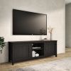 TV Stand Storage Media Console Entertainment Center; Tradition Black; with doors