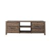 TV stand furniture with 6 storage compartments and 1 shelf cabinet; Walnut