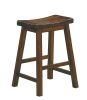 24-inch Counter Height Stools 2pc Set Saddle Seat Solid Wood Cherry Finish Casual Dining Furniture