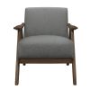 Modern Home Furniture Gray Fabric Upholstered 1pc Accent Chair Walnut Finish Wood Cushion Back and Seat Furniture - as Pic