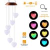 GANGES SA Solar Led Color-Changing Wind Chime Hanging Light; Wind Chime With Hanging Heart Shaped Ornaments - Black top cover