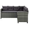 vidaXL 6 Piece Patio Lounge Set with Cushions Poly Rattan Gray - Grey