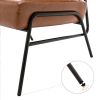 Wire Metal Frame Slipper Chair; Armless Accent Chair Lounge Chair for Living Room; Bedroom; Home Office; Brown PU - as Pic