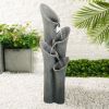 4-Tier Cascading Floor Fountain Indoor Outdoor Waterfall Feature with LED - as Pic