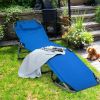 Folding Chaise Lounge Chair Bed Adjustable Outdoor Patio Beach - Blue